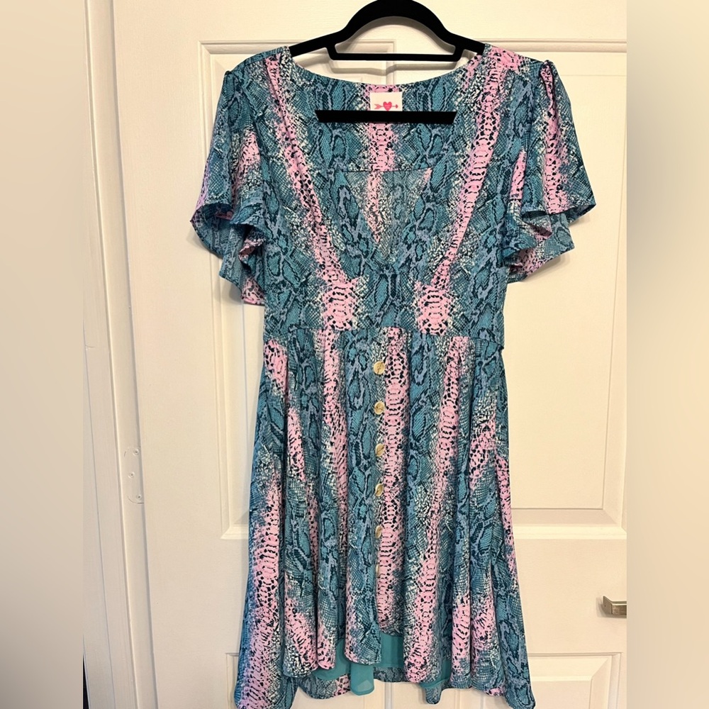 Boutique blue and pink dress